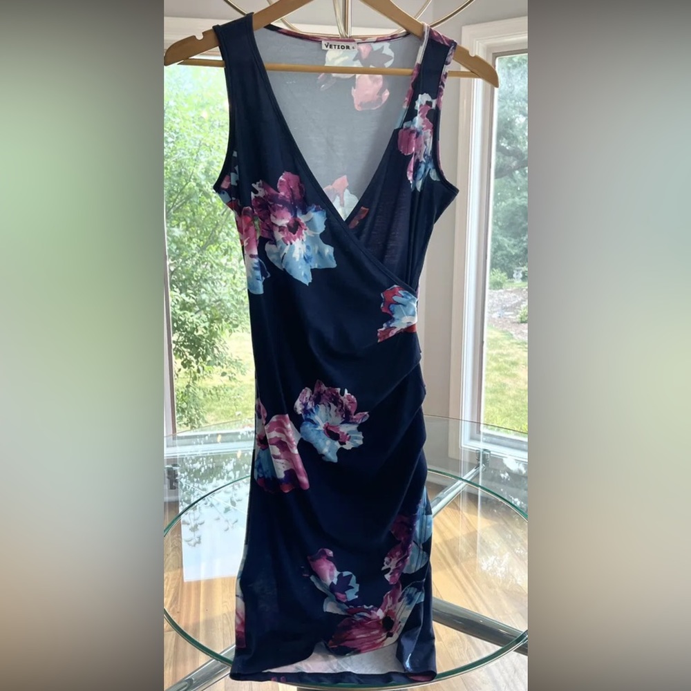 FLORAL WRAP V NECK SUNDRESS